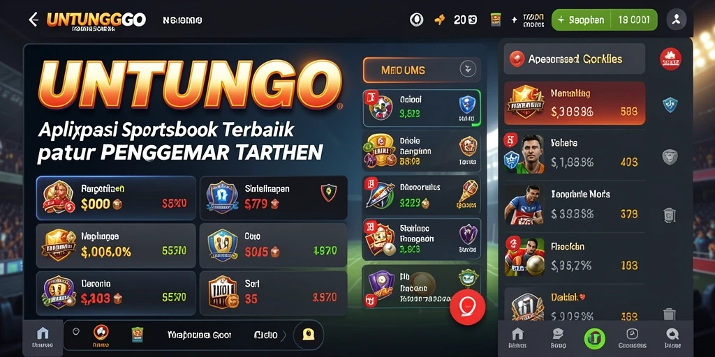 Tampilan utama UNTUNGGO dengan fitur taruhan olahraga yang menarik.